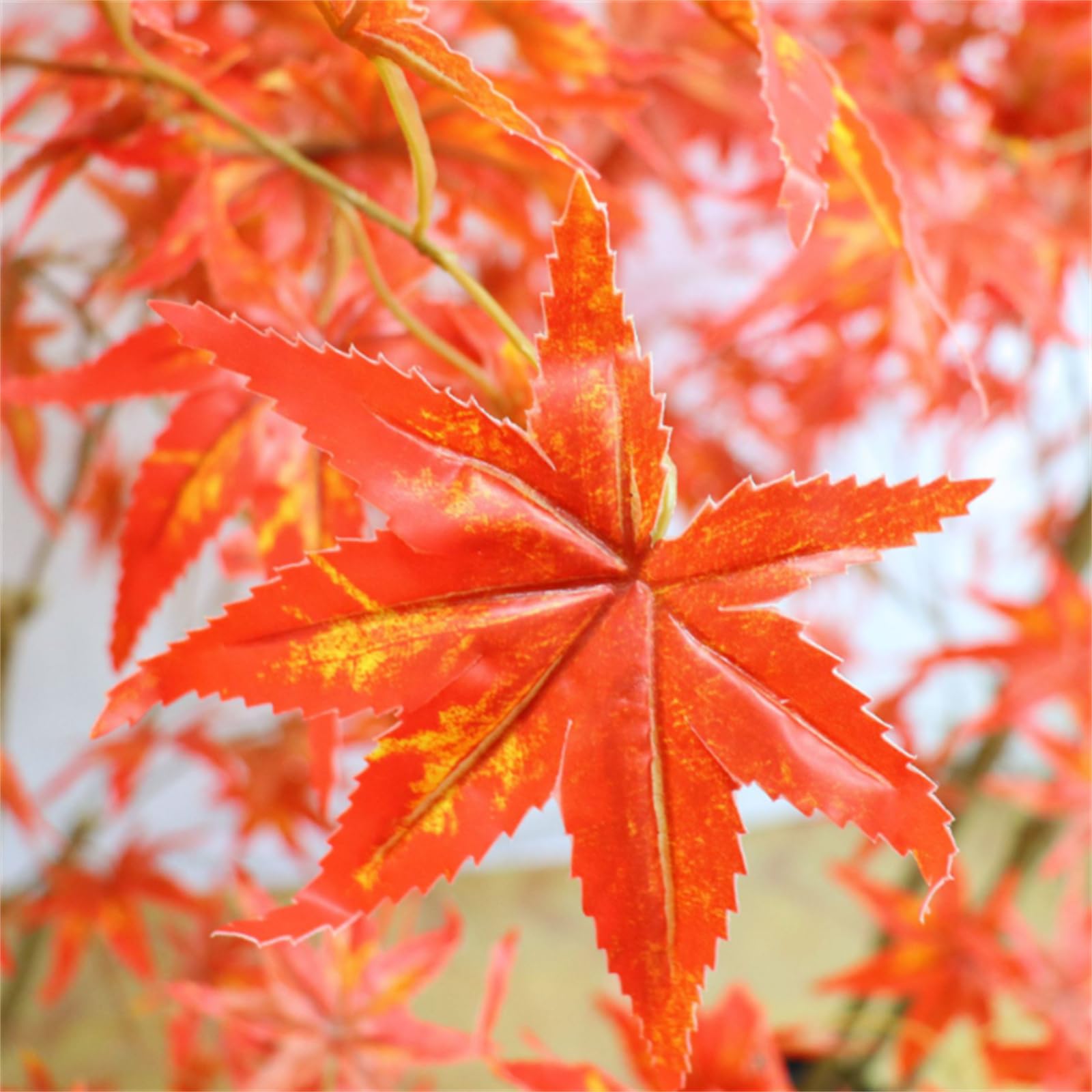 Garvee Ensemble de 2 pièces : érable artificiel de 1,20 m avec feuilles d'automne et pot de plantation, idéal pour la décoration et les fêtes d'automne (rouge).