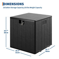 Coffre de rangement extérieur Garvee 28 gallons avec couvercle, résistant aux intempéries et verrouillable, pour jardin et terrasse, 50 x 51 x 50 cm, aspect osier