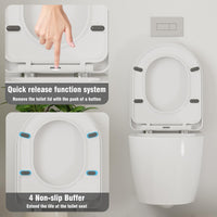 GARVEE WC Sospeso Senza Bordi WC suspendu en céramique forme D 55,5 cm blanc couvercle automatique