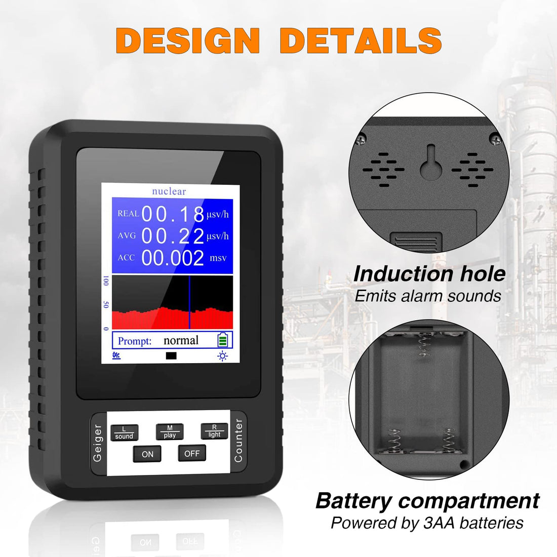 Compteur Geiger Garvee XR1-B, dosimètre portable et précis pour le laboratoire et le terrain, noir.