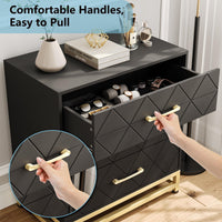 Garvee commode en bois pour chambre, 3 tiroirs, MDF, noir, moderne, robuste, gain de place, salon, couloir