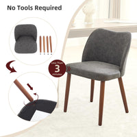 Chaises de salle à manger Garvee, lot de 2, revêtement en tissu et pieds en bois, pour restaurant/café, hauteur 78 cm, style moderne mi-siècle, gris