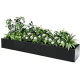 Garvee Bac à Plantes Métallique Rectangulaire 177,8 x 50,8 cm Acier Robuste Coins Arrondis Montage Sans Outils Jardin Balcon Terrasse