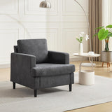 Fauteuil d'appoint moderne Garvee en tissu lin avec pieds robustes en bois, idéal pour le salon et le bureau. Confortablement rembourré et respirant.