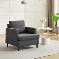 Fauteuil d'appoint moderne Garvee en tissu lin avec pieds robustes en bois, idéal pour le salon et le bureau. Confortablement rembourré et respirant.