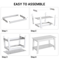 Garvee table basse 80 cm, style rustique moderne, 2 niveaux, bois blanc, rectangulaire, idéale pour salon, bureau ou chambre