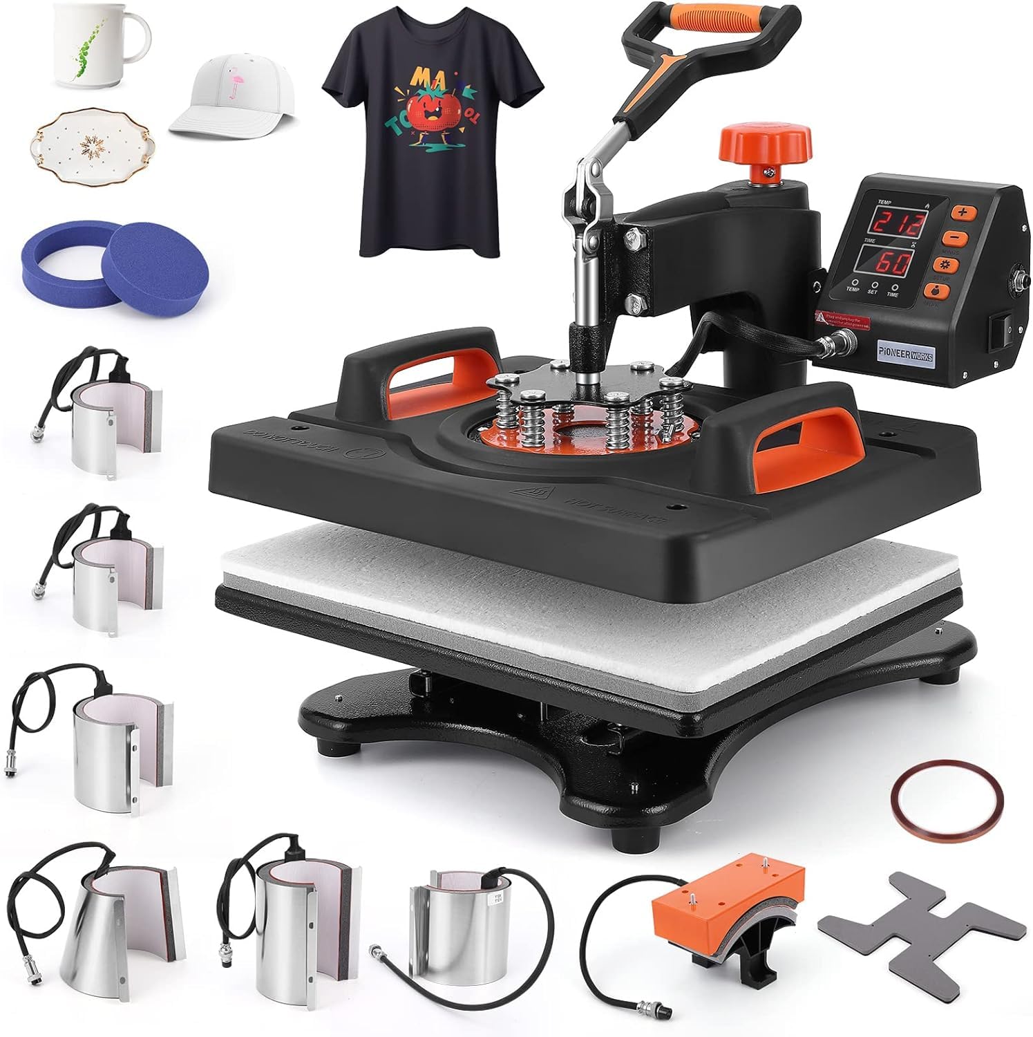 Garvee Presse à chaud 11-en-1 30,5x38,1cm, double tube chauffant, contrôle numérique, plateau PTFE pour T-shirts, tasses et casquettes