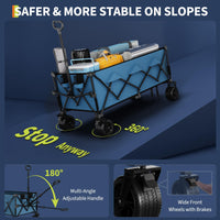 Chariot de plage pliable Garvee avec roues tout-terrain, cadre en acier, capacité de charge de 159 kg, roues de 18 cm, porte-gobelet, 137 x 73 x 107 cm, plage et extérieur, pliable, robuste