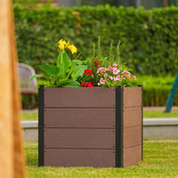 Garvee Jardinière surélevée aspect bois 64 × 64 × 58 cm, bac composite durable sans fond, racines profondes, gain de place, montage facile, légumes et fleurs