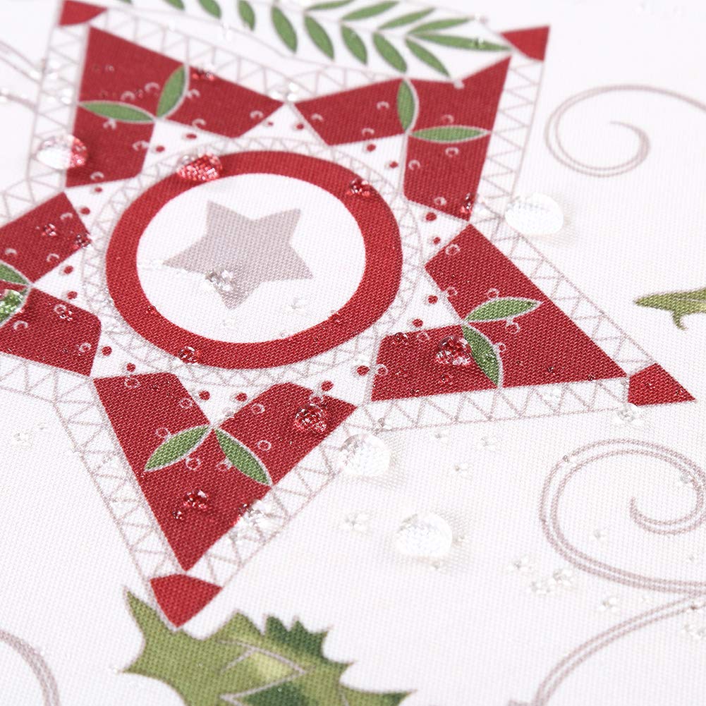 Nappe de Noël Garvee en polyester, 132 x 132 cm, imperméable, résistante à l'huile et facile à nettoyer, motif Noël rouge, idéale pour les fêtes et les repas en salle.