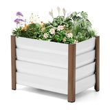 Garvee Bac à plantes en aluminium 61×41×46cm, blanc, coins arrondis et drainage pour balcon et terrasse - Blanc