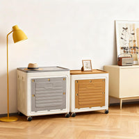 Boîte de rangement pliable Garvee, grand modèle 95 L avec couvercle et roulettes, idéale pour placard, salle de bain, chambre, cuisine, bureau, 48 x 36 x 56 cm, multicolore