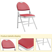 Ensemble de 6 chaises pliantes Garvee avec revêtement en similicuir, structure métallique pliable, empilables, rouges, pour le bureau et le camping
