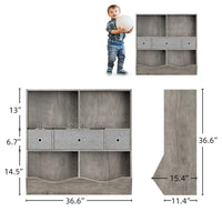 Grand meuble de rangement pour jouets Garvee à 7 compartiments et 3 tiroirs, idéal pour la salle de jeux et le couloir, gris, 93 cm (L) x 39 cm (l) x 93 cm (H)