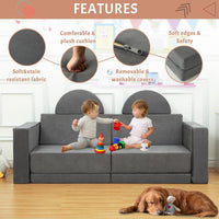 Canapé de jeu pour enfants Garvee, canapé modulaire 8 pièces, housse amovible en microfibre gris foncé, salle de jeux
