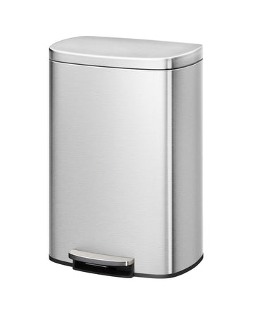 Poubelle de cuisine Garvee 13 gallons en acier inoxydable avec couvercle, fermeture douce, poignée ergonomique, argentée, pour la cuisine et le bureau, 50 L