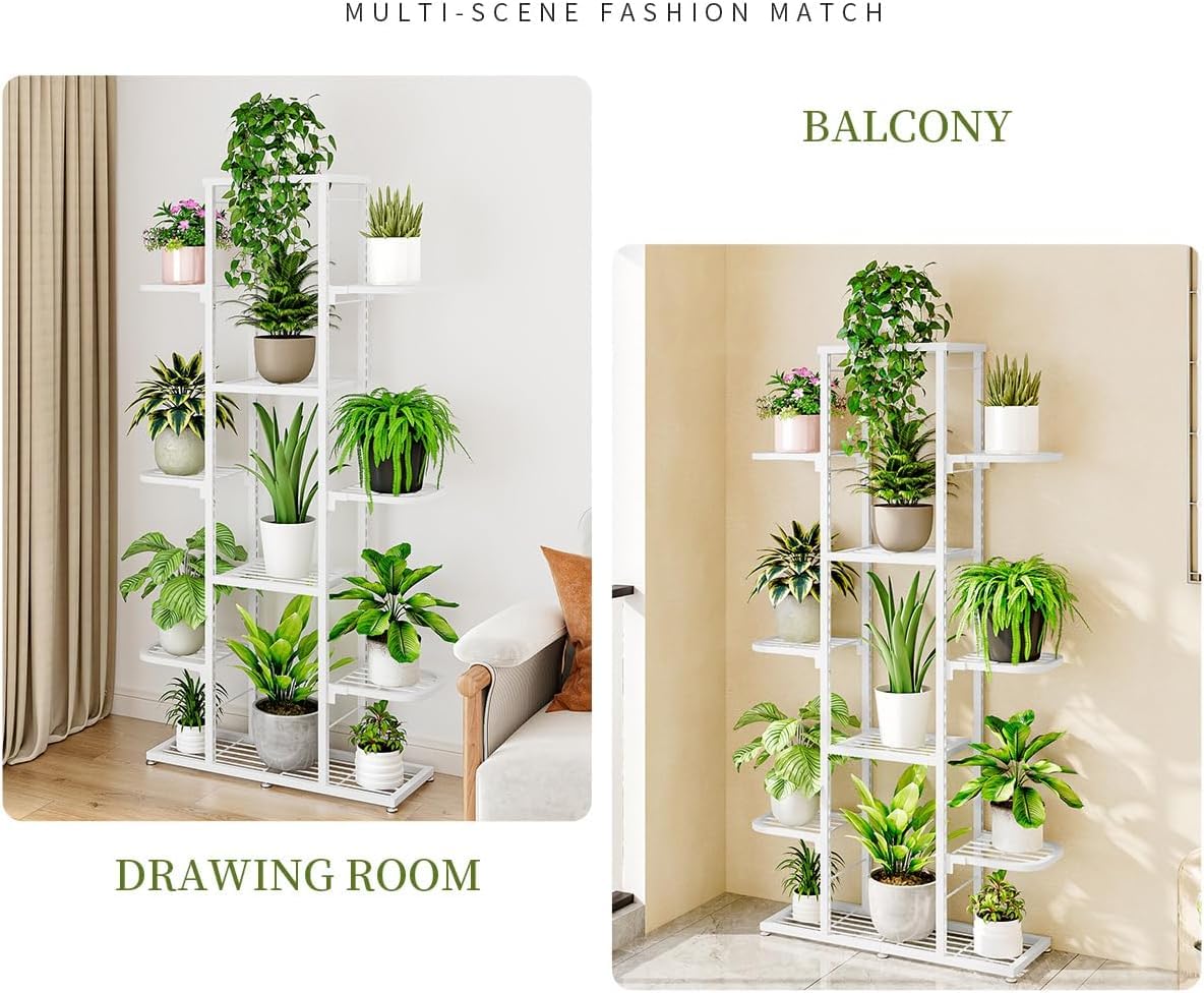 Support à plantes Garvee à 5 niveaux en métal avec pieds réglables, étanche, format d'angle pour salon et jardin, gain de place, multifonctionnel