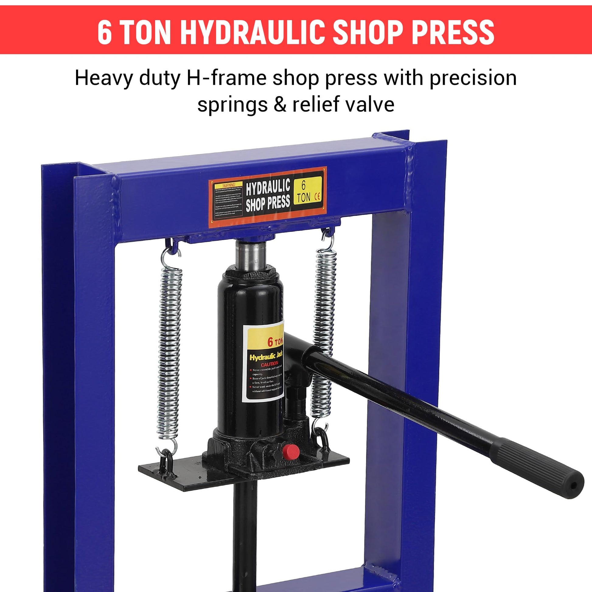 Garvee Presse hydraulique 6 t, cadre en H réglable avec plaques, acier robuste, pour atelier et garage auto, bleu