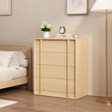 Garvee Table de chevet moderne avec 4 tiroirs poignées verticales MDF bois robuste naturel chêne pour chambre et salon - Natural Oak