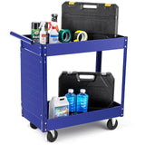 Garvee Chariot Outils 2 Niveaux Acier Robuste 15 kg Atelier Garage 74 x 38,5 x 81,5 cm Noir - Bleu