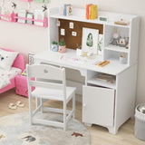 Garvee Bureau et Chaise Enfant en Bois avec Rangement, Table d'Écriture Ergonomique, Bois Résistant, Confort Postural, Facile à Monter, Idéal pour Chambre et Bureau - 