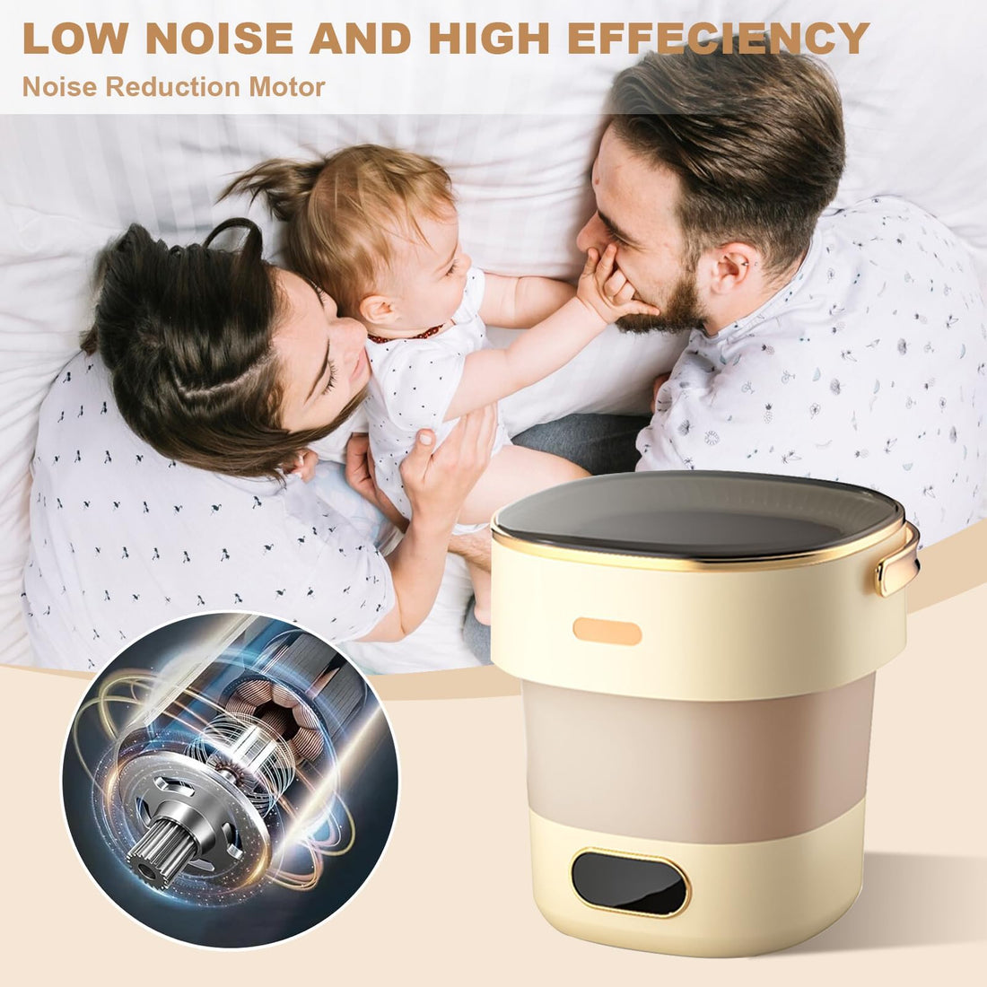 Garvee Mini lave-linge portable 13L, capacité 2,5kg, pliable, moteur silencieux, ABS durable, idéal pour camping, voyage, caravane et petits espaces