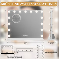 Miroir de maquillage GARVEE Hollywood 58 x 46 cm avec 15 LED tactiles, blanc