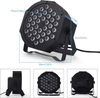Lot de 4 projecteurs LED GARVEE RGB 36 LED DMX512 activés par le son, support métallique, protection IP20, noir compact, idéal pour soirées disco et scènes.