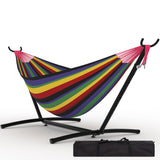 Garvee Hamac Double Résistant 450 Lbs Avec Support Portable En Polyester Imperméable Pour Jardin Et Terrasse, Grand, Bleu - Black Rainbow-Striped