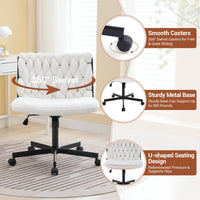 Garvee chaise de bureau criss cross à roulettes, assise large, sans accoudoirs, pivotante, structure en métal, pour ordinateur et coiffeuse, 66 cm, noire