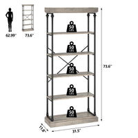 Garvee Étagère industrielle à 6 niveaux avec structure métallique pour salon et bureau, 187×80×30cm, style vintage