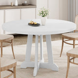 Garvee Table À Manger Ronde 119,4cm, Pour 4-6 Personnes, Plateau Bois Épais, Base Croisée Stable, Cuisine Et Salon, Design Moderne, Facile À Assembler - Blanc