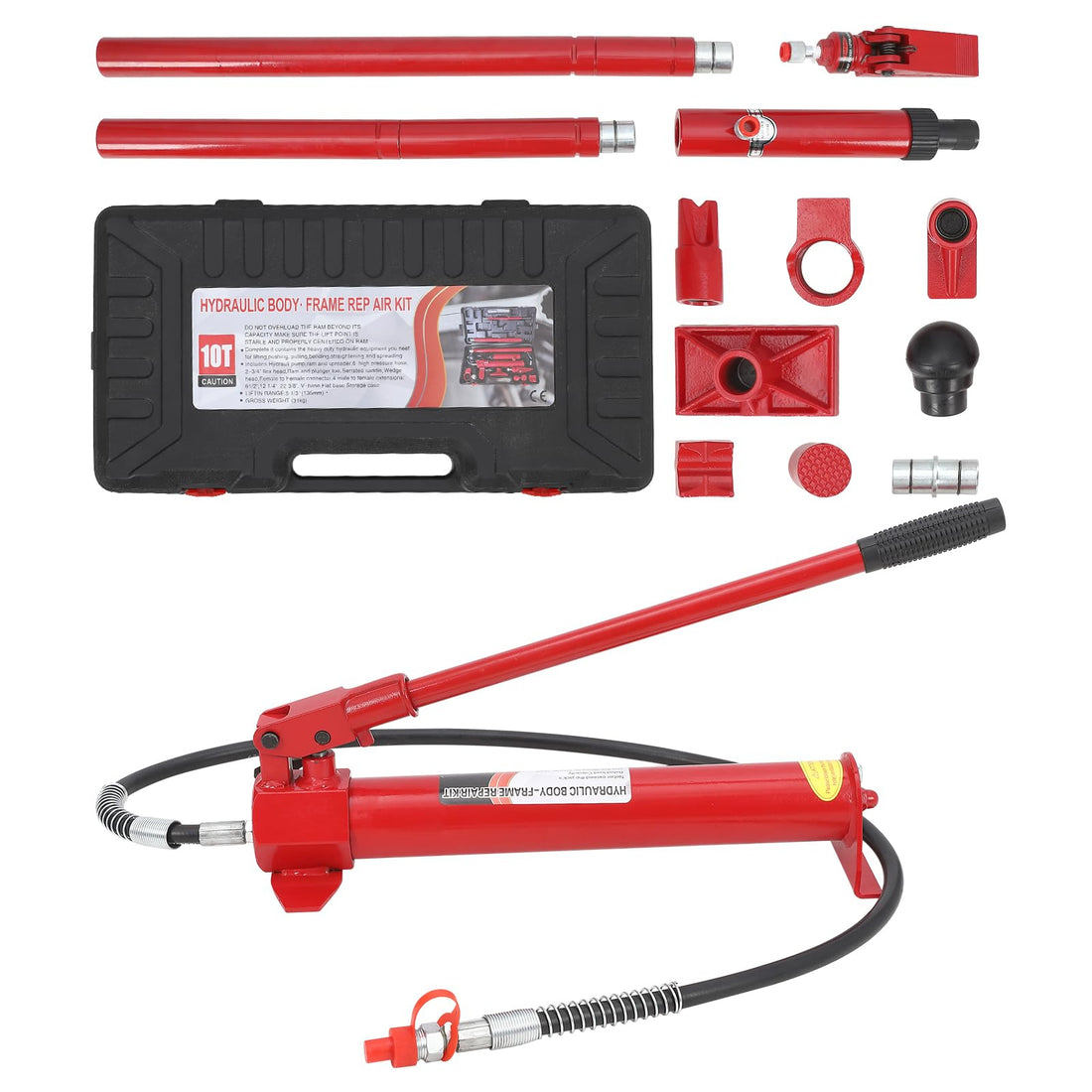 Kit de réparation complet Garvee Porta Power Kit 12T avec cric hydraulique, châssis en acier renforcé et mallette de transport. Idéal pour les ateliers et les chantiers. Robuste, polyvalent et compact.