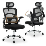 Garvee Chaise de Bureau Ergonomique en Maille avec Appui-Tête Réglable et Dossier Haut, Base en Métal Robuste, pour Bureau et Gaming, Noire - Noir
