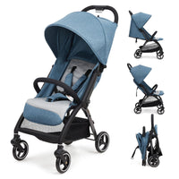 Poussette GARVEE, poussette de voyage pliable, compacte et ultralégère, pour les nouveau-nés jusqu'à 22 kg, dossier réglable, grande capote avec fenêtre, pneus EVA