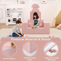 Canapé de jeu pour enfants Garvee, 6 pièces, modulaire, rose, housse en microfibre douce, pour salle de jeux, 100 x 50 x 40 cm