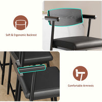 Garvee Tabourets de bar hauts avec accoudoirs et dossier, assise rembourrée, structure métallique robuste, pour cuisine et bar, gris et marron
