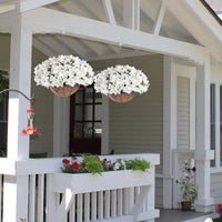 Ensemble de 12 bougainvillées artificielles Garvee avec panier marron pour jardin et terrasse, résistantes aux UV et aux intempéries, blanches et vertes.