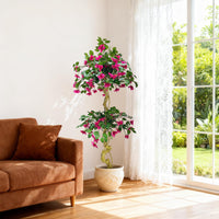 Bougainvillier artificiel Garvee de 1,5 m avec fleurs roses, en soie, léger et polyvalent pour une utilisation intérieure et extérieure