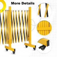 Garvee Barrière de sécurité extensible 488 cm, métal pliable avec roulettes, robuste, pour circulation, jaune et noir