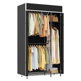 Garvee Penderie portable 110x40x194cm en acier carbone, charge 327kg, étagères réglables et housse zippée, pour chambre, noire