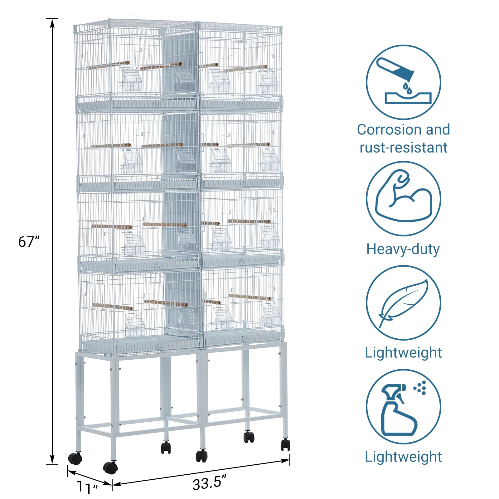Cage à oiseaux extra large Garvee 168 cm de haut avec fond amovible et toit imperméable pour conure, perroquet, perruche ondulée, design coloré, intérieur et extérieur