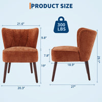 Fauteuil d'appoint Garvee style moderne du milieu du siècle, ergonomique, à oreilles, sans accoudoirs, revêtement en velours, 56 x 66 cm (22 x 26 pouces), pour salon ou bureau