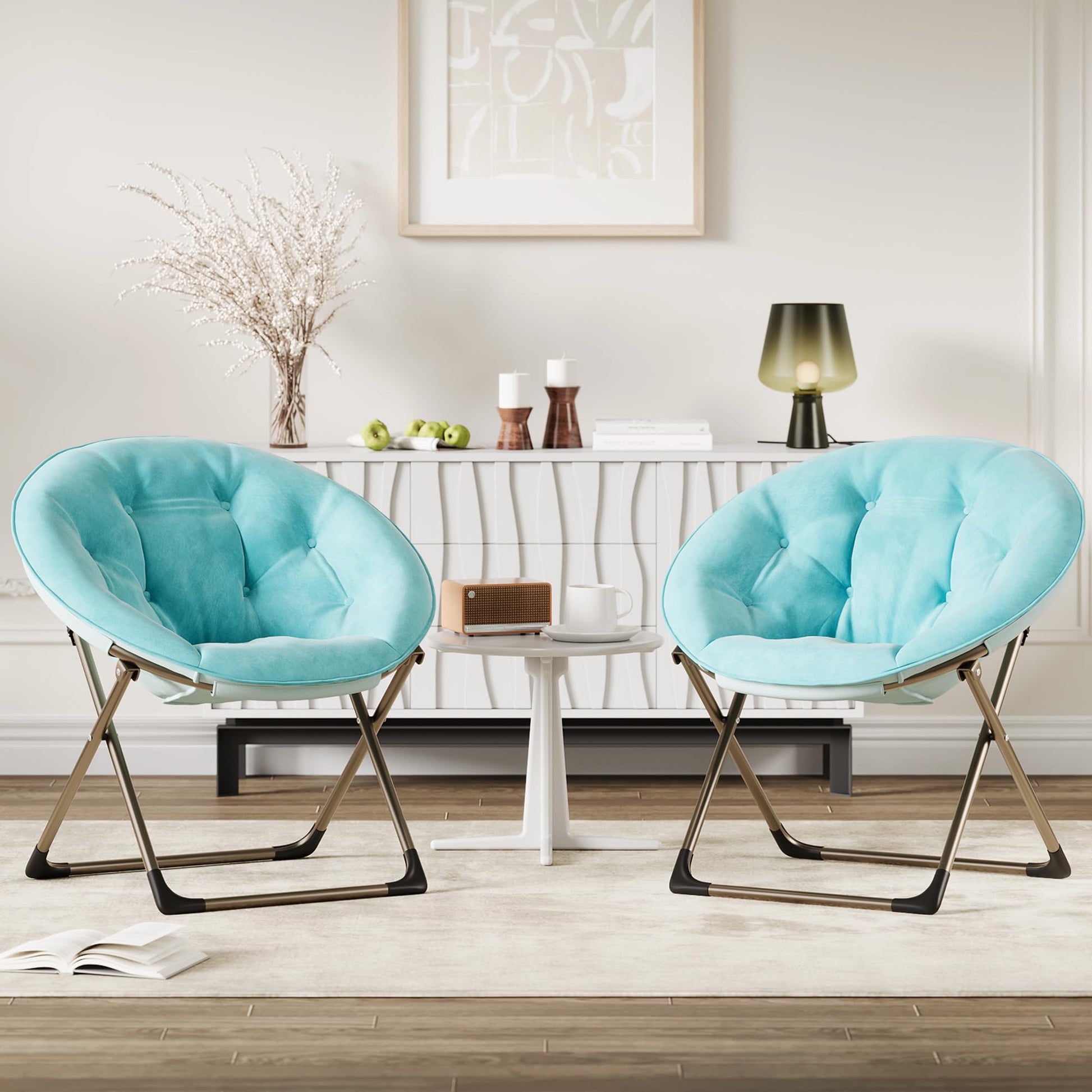 Fauteuil soucoupe Garvee, fauteuil lune pliable en fausse fourrure, idéal pour la chambre et le salon, peluche surdimensionnée