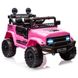 Garvee Voiture électrique enfant 12 V tout-terrain rose, télécommande parentale, suspension, LED et siège confortable, pour extérieur - Rose