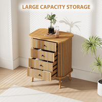 Garvee commode à 4 tiroirs, style mid-century moderne avec porte coulissante, pour la chambre et le salon, en MDF aspect bambou, grand espace de rangement