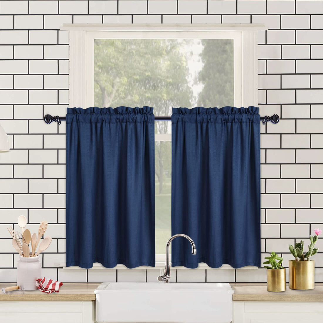 Rideaux thermiques opaques Garvee, rideaux occultants et isolants pour fenêtre courte, rideaux de chambre noirs