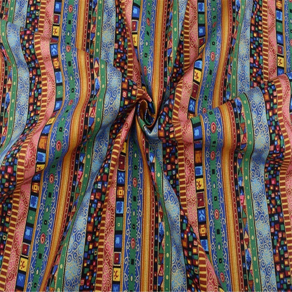Ensemble de 5 pièces de tissu en coton imprimé Garvee à motifs ethniques, idéal pour le patchwork et la couture, 25 x 20 cm, polyvalent, doux et respirant.