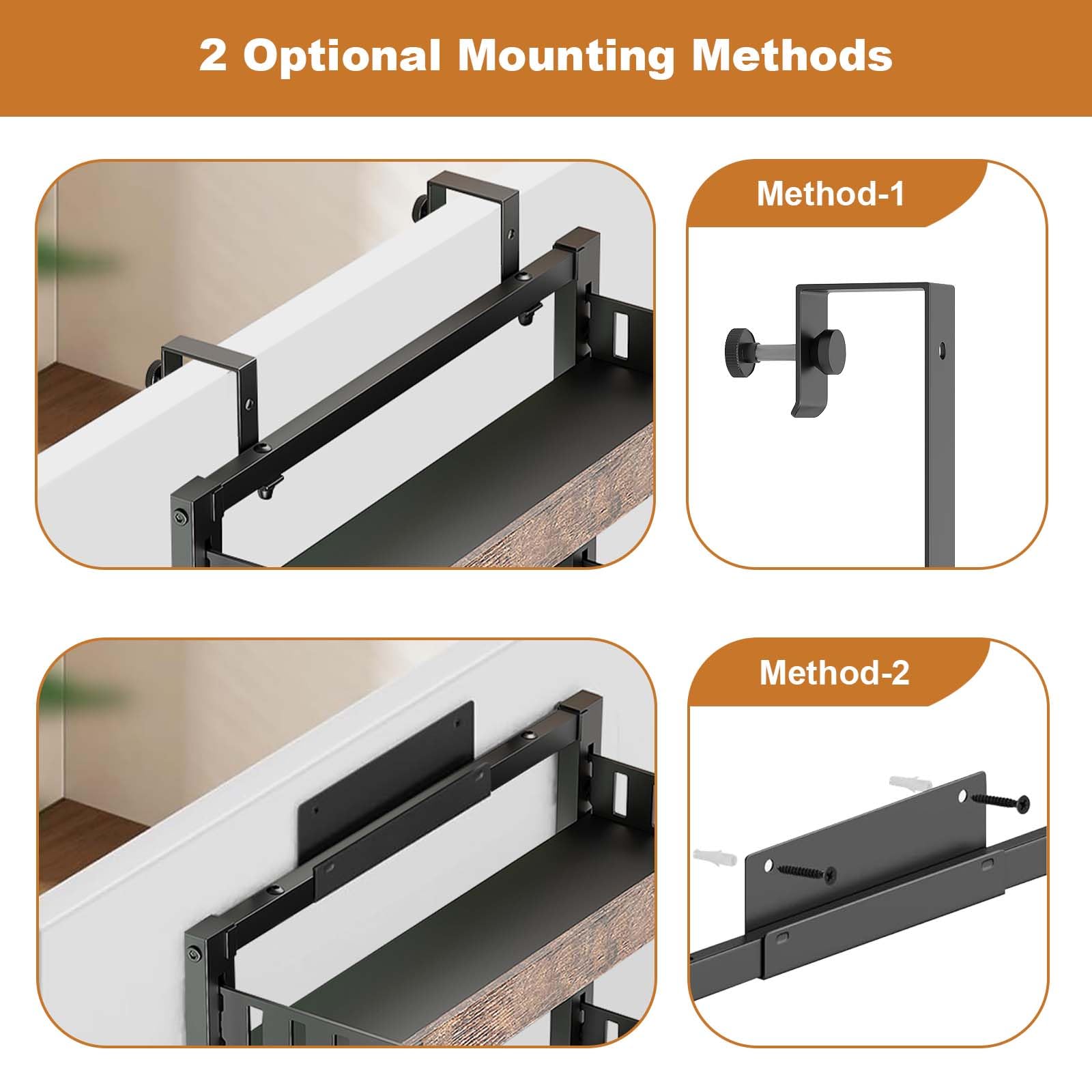 Étagère suspendue Garvee à 8 niveaux, à fixer au-dessus d'une porte, avec système de fixation 2 en 1, paniers réglables de 4,5 cm, en métal, idéale pour la cuisine et le garde-manger, gain de place et polyvalente.
