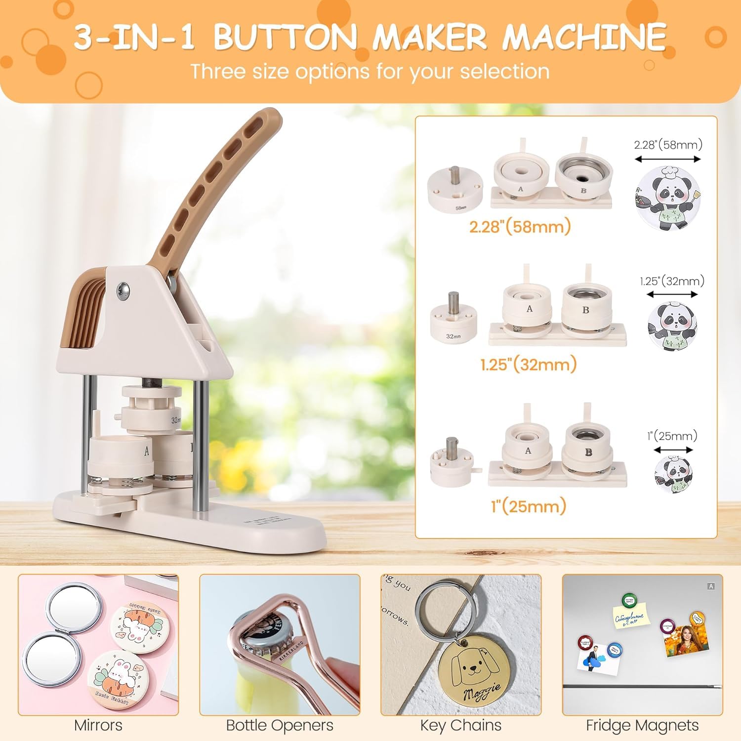 Machine à boutons Garvee – Machine à boutons 25/32/58 mm en plastique ABS pour enfants, projets de loisirs créatifs et cadeaux DIY